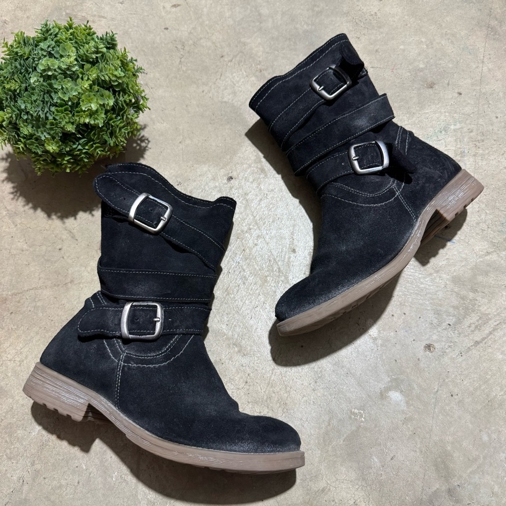 Bed Stu Roan Black‎ Suede Leather Moto Boots Women Size 6.5  Western Edgy Fall
